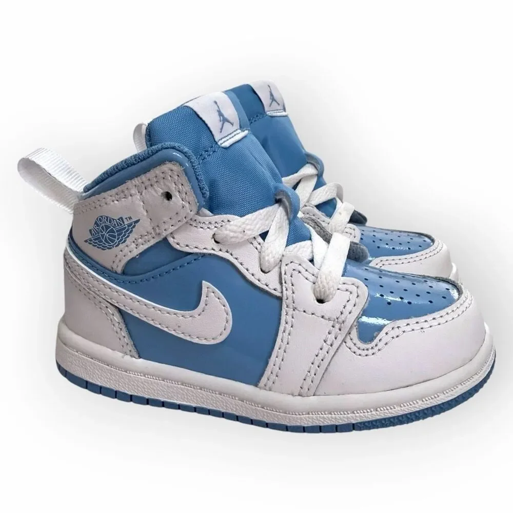 Nike Jordan 1 Mid SE TD Toddler Shoes White Legend Blue UNC FZ3931-114 size 6C